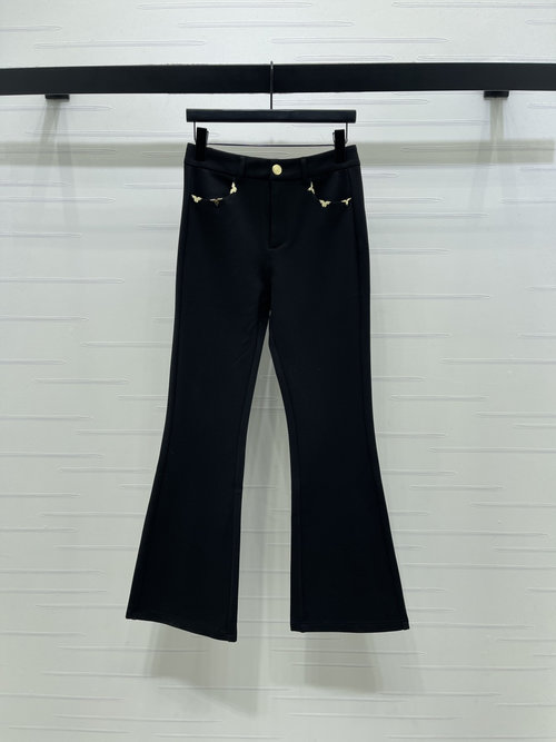 Louis Vuitton High Waist Micro Flared Trousers with Four - Leaf Clover Accents