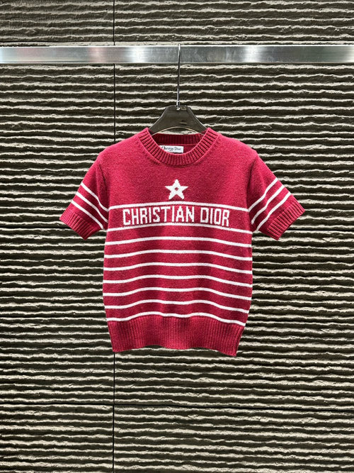 Dior New Piece: Striped Round Neck Wool Short Sleeve