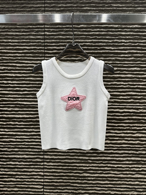 Dior Star-Embroidered Letter Knit Vest with Refined Style