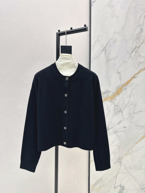 Hermes Cashmere Knit Cardigan with Hollow-out Pattern, Dual Color Options