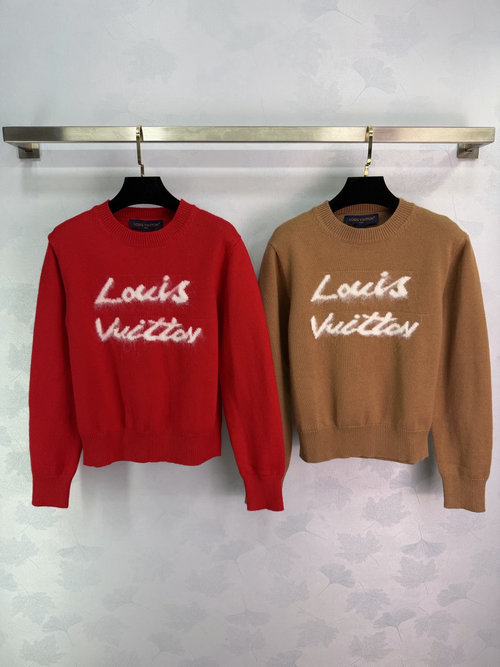 Louis Vuitton Stitched Letter Knitted Sweater - Luxurious Cashmere Blend for Classic Style