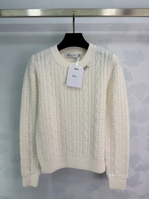 Dior Sophisticated Cable Knit Sweater with Elegant Cutouts