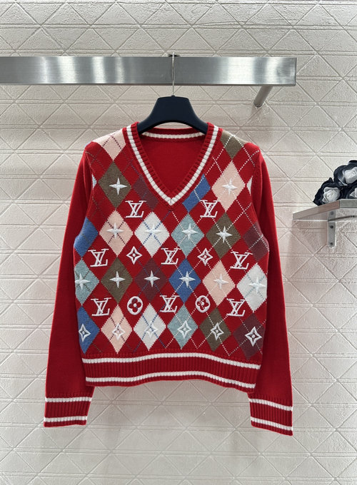 Louis Vuitton Custom Wool Knit Sweater with Monogram Heart Collar