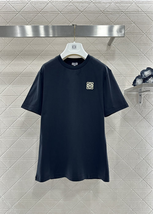Loewe Anagram Embroidered Cotton Short Sleeve T-Shirt, Versatile Basic