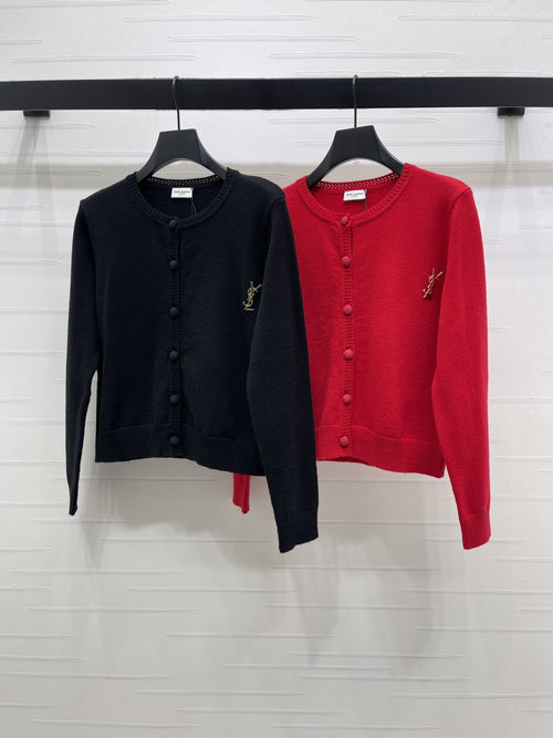 Yves Saint Laurent Round Neck Knit Cardigan, Wool Blend, Stylish Design