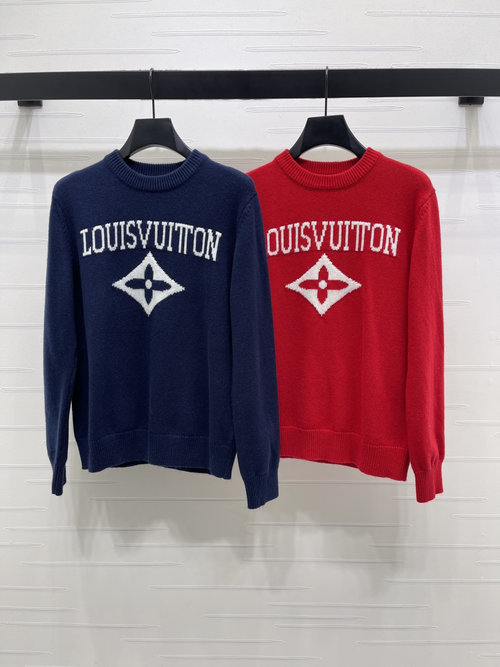 Louis Vuitton High - end Jacquard Knit Pullover with 3D Clover Decoration
