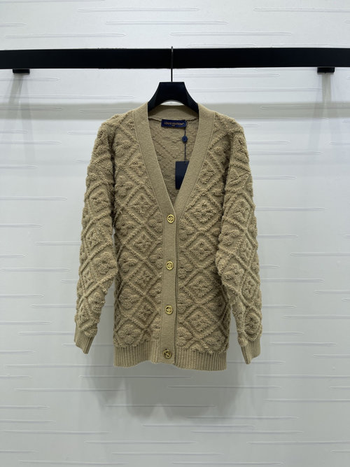 Louis Vuitton V-Neck Knit Long Sleeve Cardigan, Jacquard, High-end