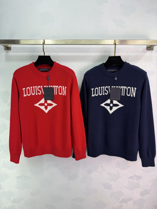 Louis Vuitton Monogram Logo Knit Sweater, High-Quality Soft Fabric, Simple and Stylish