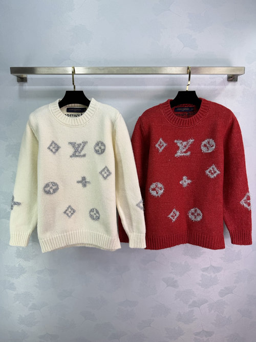 Louis Vuitton Monogram Knit Sweater with Classic Round Neck, Elevated Style for Any Event