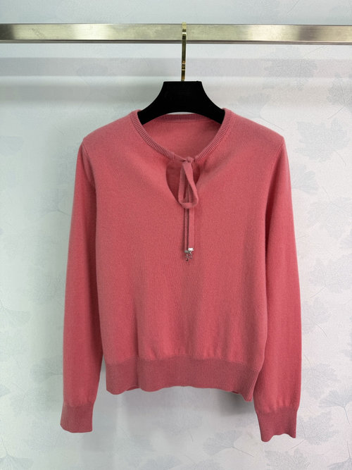 Dior Lace-Up Short Knit Sweater with a Sophisticated Design