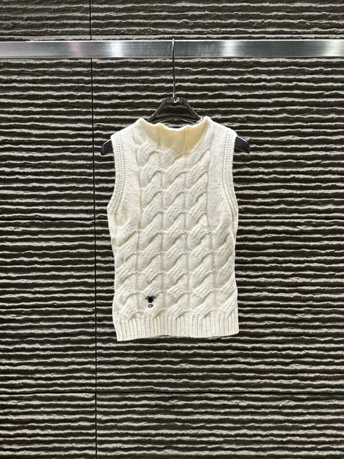 Dior Embroidered Letter Twisted Wool Vest