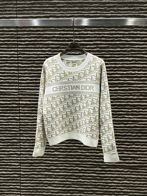 Dior New Arrival: Full Jacquard Letter Pullover Sweater