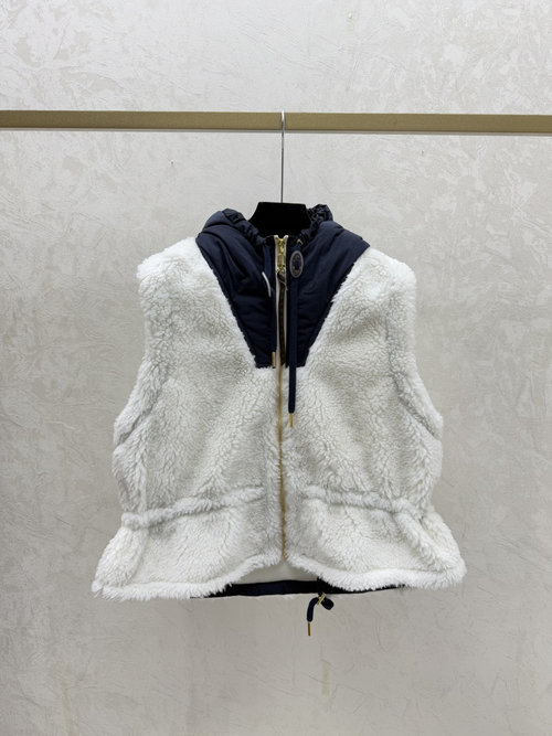 Louis Vuitton White Contrast - Letter Hooded Knitted Vest Cardigan