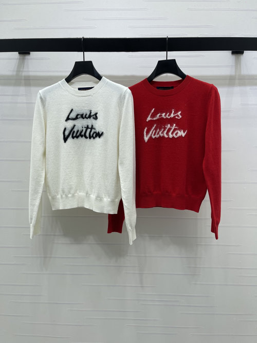 Louis Vuitton Cashmere Blend Knitted Sweater with Embroidered Letters