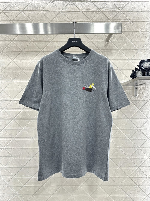 Dior Grey Pony Embroidery T-Shirt, Comfortable and Versatile