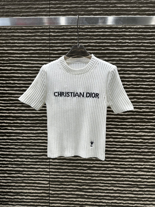 Dior Jacquard-lettered Knit Short-sleeved Top