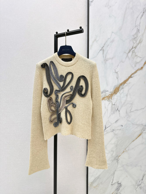 Louis Vuitton Dyed Mohair Sweater with Shining Ribbon and Heavy Knit
