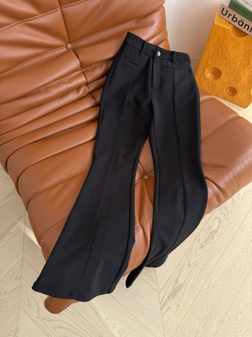 Valentino Spring Collection Double-V Inlaid Back-Slit Flared Trousers