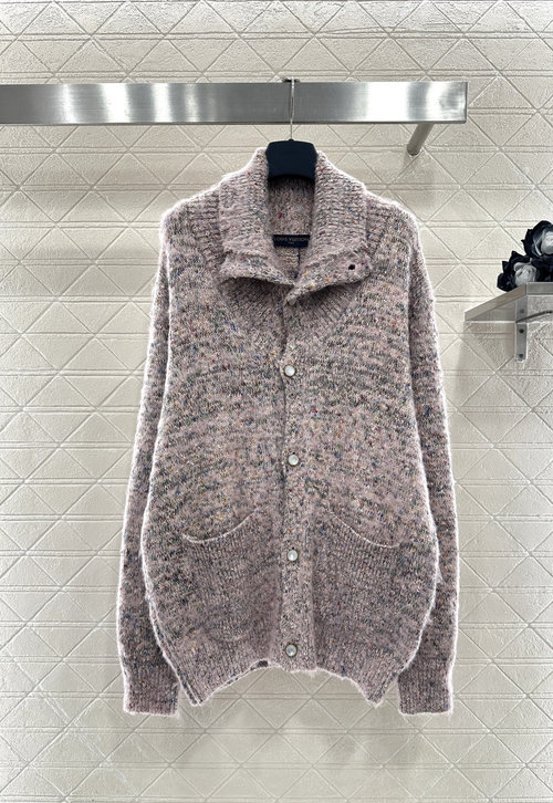 Louis Vuitton Custom Knit Pink Tones Retro Elegant Cardigan