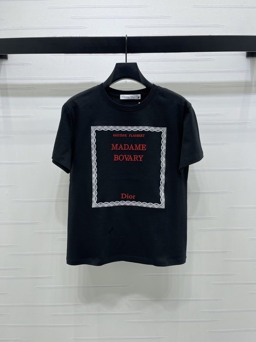 Dior Crew Neck Logo Short Sleeve T-Shirt Made of Imported Cotton with Brand Accent