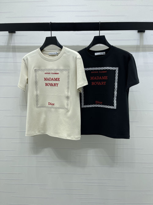 Dior Crew Neck Logo Short Sleeve T-Shirt Made of Imported Cotton with Brand Accent