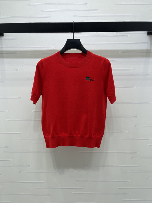 Dior Soft and Artistic Logo - designed Knit Short - sleeve