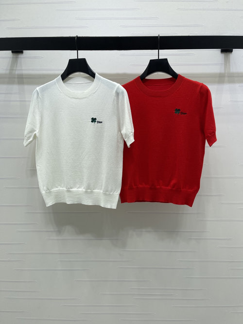 Dior Premium Quality Round Neck Logo Knit Short Sleeve