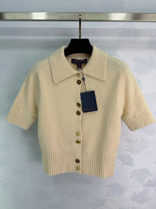 Louis Vuitton Coarse Knit Short Sleeve Cardigan for Elegance