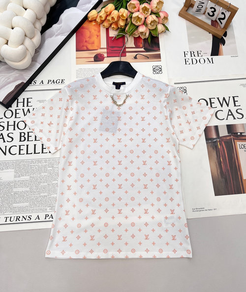 Louis Vuitton Cotton T-Shirt with Print, Chain & Floral Jacquard