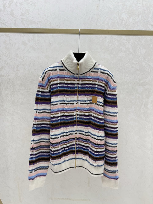 Louis Vuitton Collision Color Stripe Turtleneck Long-Sleeve Knit