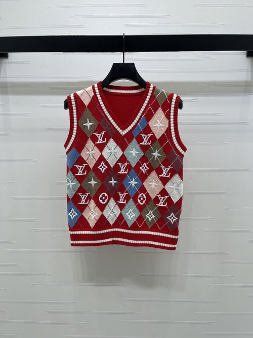 Louis Vuitton Heart-Shaped Neck Embroidered Knit Vest