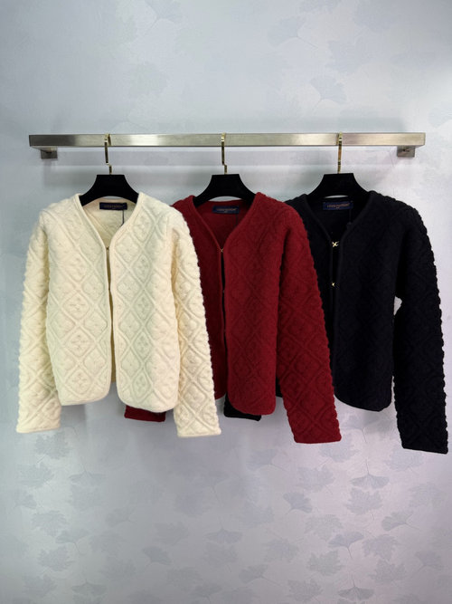 Louis Vuitton Custom Wool Jacquard Round Neck Cardigan with Logo