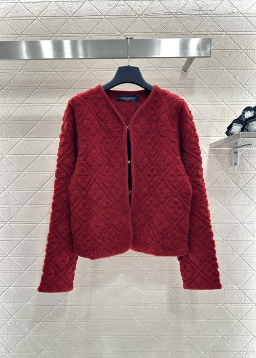 Louis Vuitton Customized YB Woolen Open-Knit Cardigan with 3D Jacquard