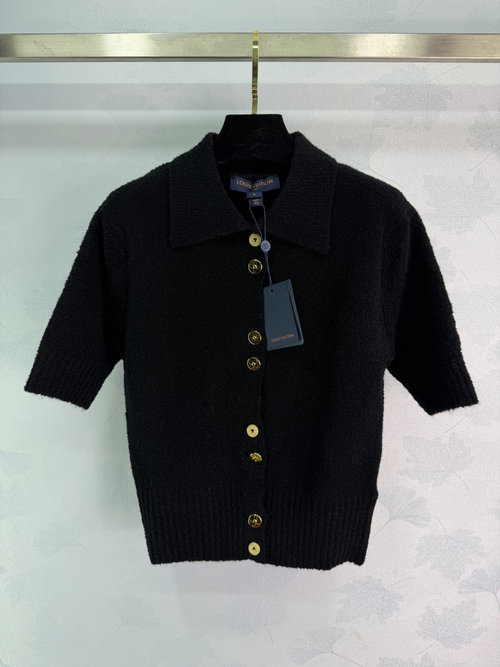 Louis Vuitton Knitted Short-sleeved Cardigan with Retro Collar