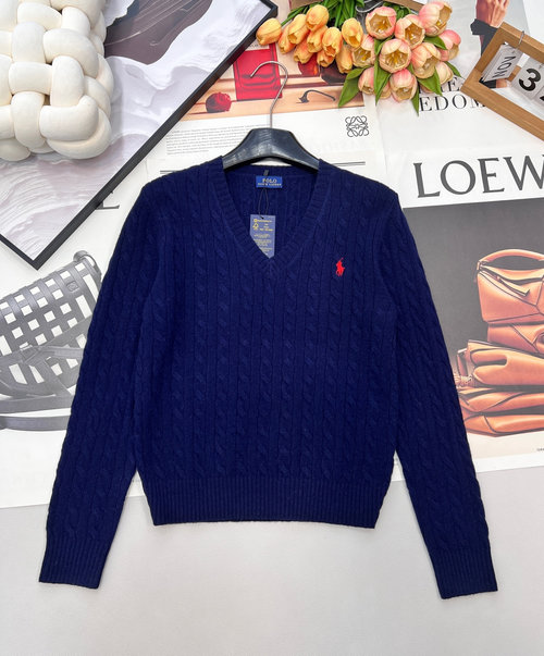 Polo Ralph Lauren V-Neck Fair Isle Pure Wool Sweater with Pony Embroidery