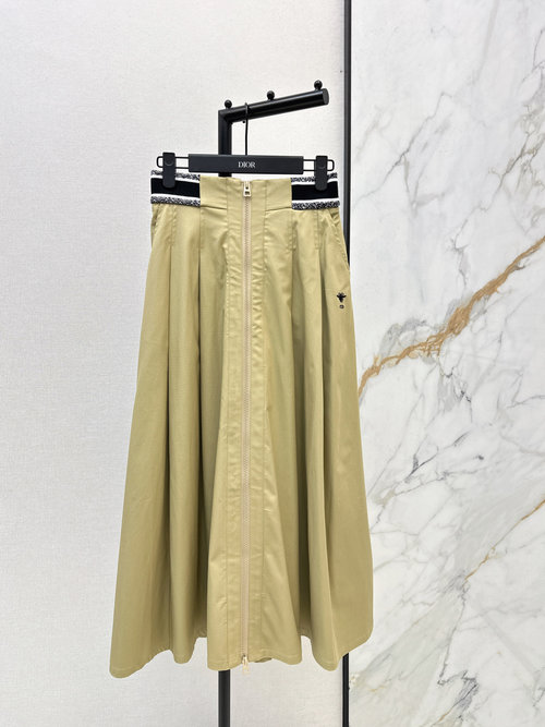Dior Cotton Twill High-Waisted Zippered Skirt