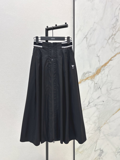 Dior Cotton Twill High-Waisted Zippered Skirt