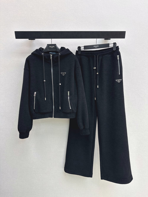 Prada Triangular Logo Casual Suit in Furry Fabric for All Occasions