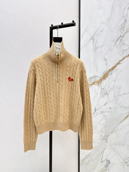 Polo Ralph Lauren Cable-knit Collared Half-zip Wool Sweater