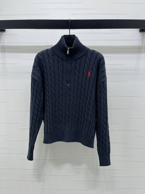 Polo Ralph Lauren Half-Zip Knit Sweater with Horse Emblem, Casual and Chic