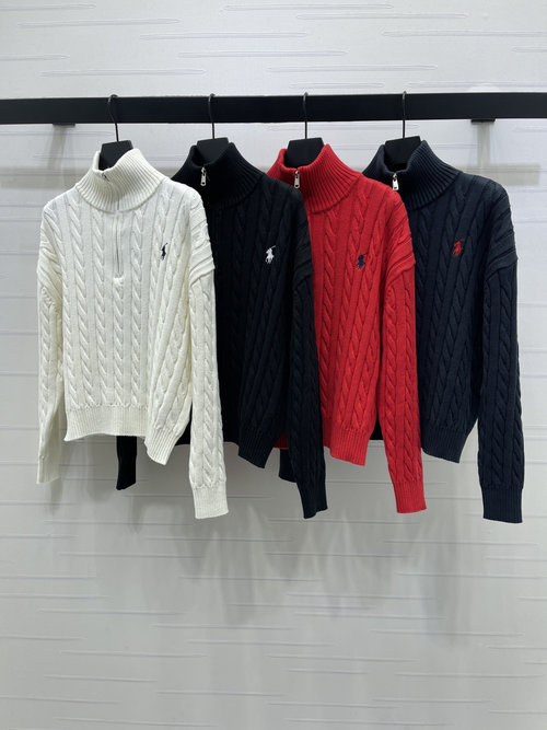Polo Ralph Lauren High-Quality Half-Open Long-Sleeve Sweater with Horse Logo
