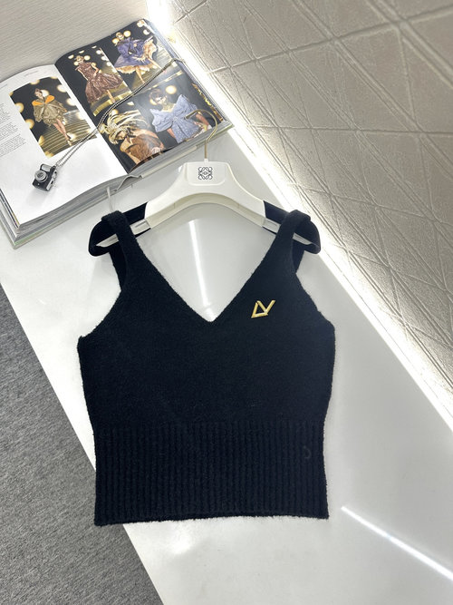 Louis Vuitton V-Neck Knitted Vest with Custom Wool Yarn, Chic Comfort