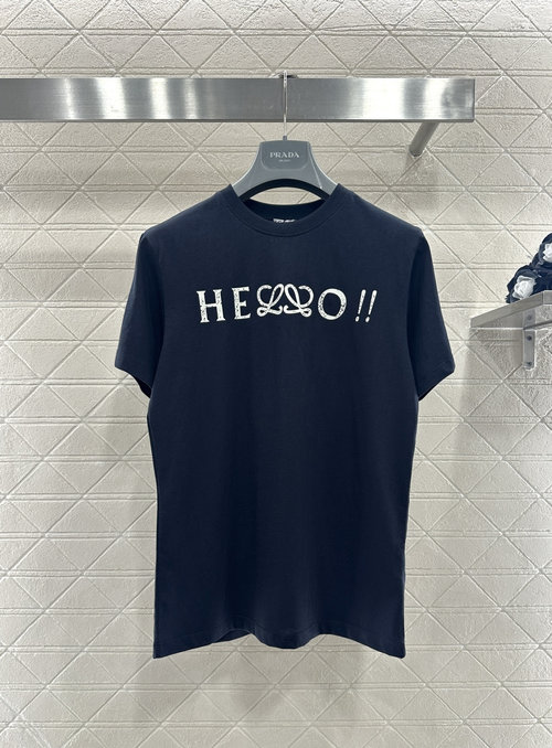 Loewe Distressed Printed Letter Logo Loose T - Shirt, Casual Trendy