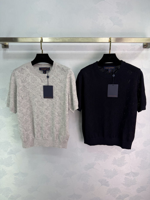 Louis Vuitton Versatile Monogram Patterned Short-sleeve Knit Top