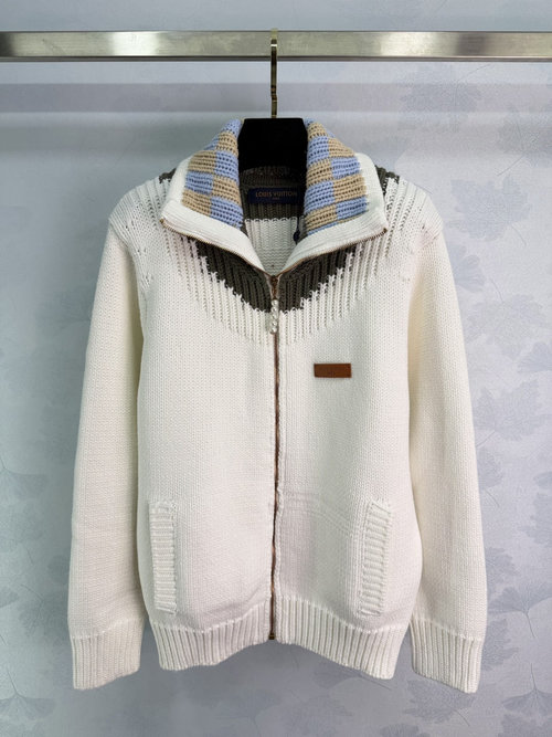 Louis Vuitton Timeless Zippered Navy-inspired Knit Cardigan for All