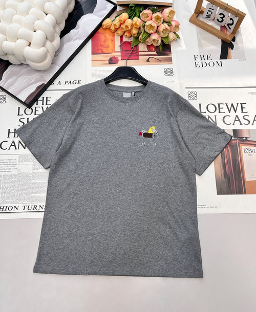 Dior Cotton T-Shirt with Horse Embroidery, Comfortable and Versatile