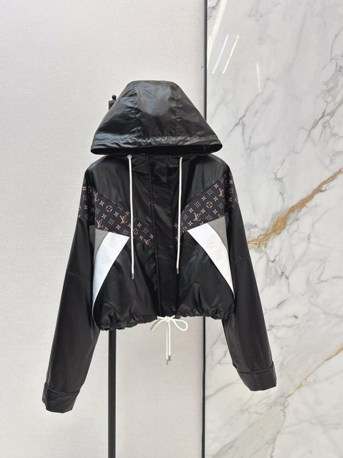Louis Vuitton Hooded Color-Block Zip Jacket with Cool Vibe