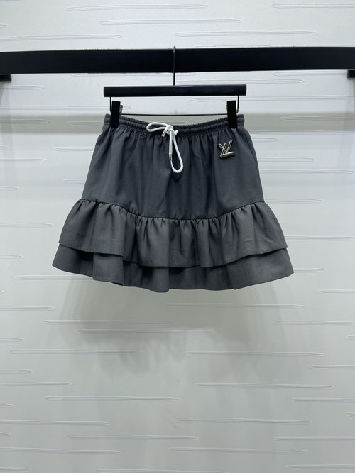 Louis Vuitton Stylish Drawstring Layered Logo Skirt