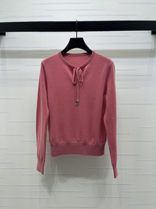 Dior Tie-up Knit Long Sleeve with CD Pendant
