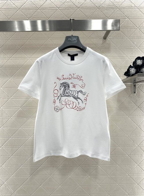 Louis Vuitton Horse Print All-Cotton T-Shirt, High-End